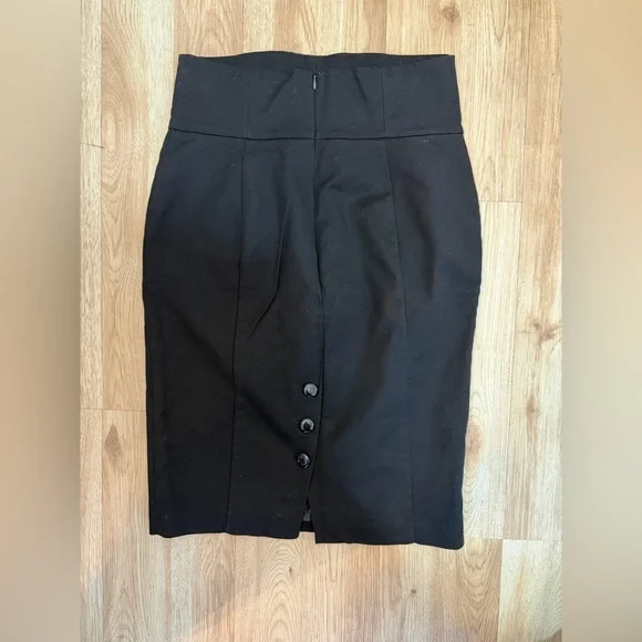 Worthington Black Pencil Skirt with Button Detail - Picture 3 of 6